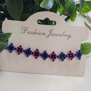 Fashion Jewelry Beaded Bracelet - Black and Purple